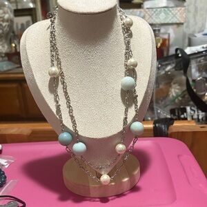 Elegant Silver and Blue Beaded Necklace